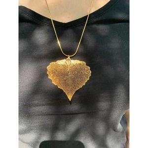 26Vintage Gold Leaf Necklace | Costume Gold Leaf Necklace | Leaf Dipped Necklace